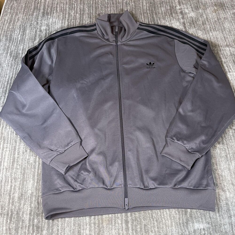 Adidas Classic TT Track Jacket Mens 2XL Gray 3 Stripe Originals JY1281 New